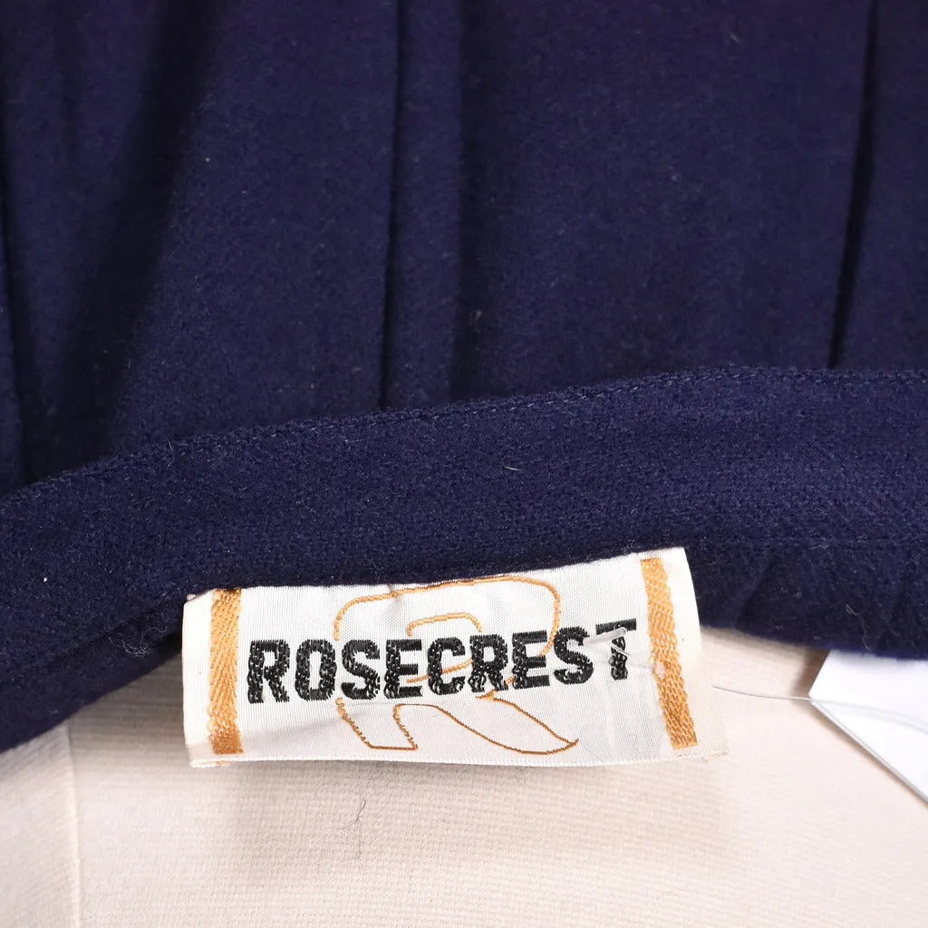 1950s Vintage Navy Box Pleat Skirt