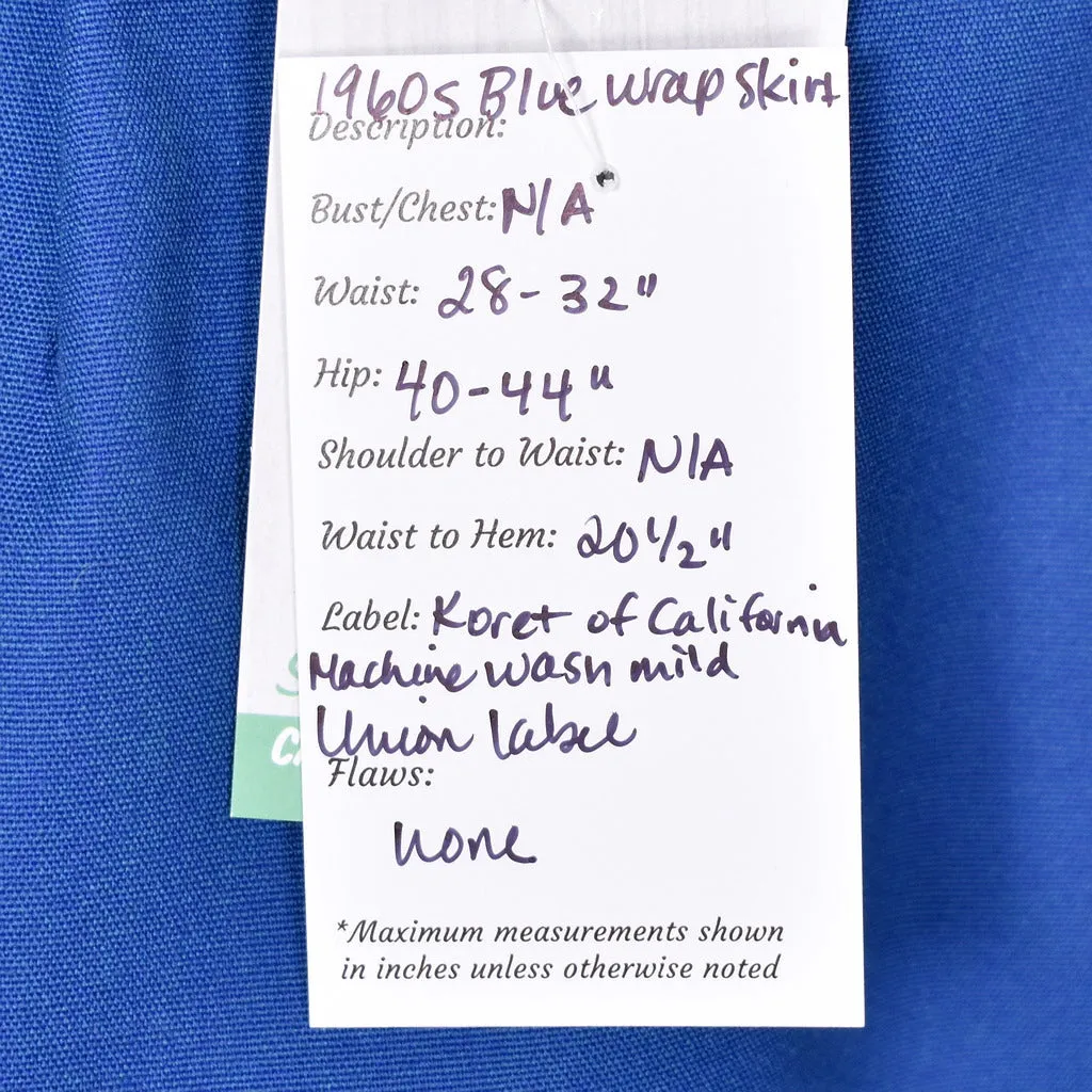 1960s Vintage Blue Wrap Skirt
