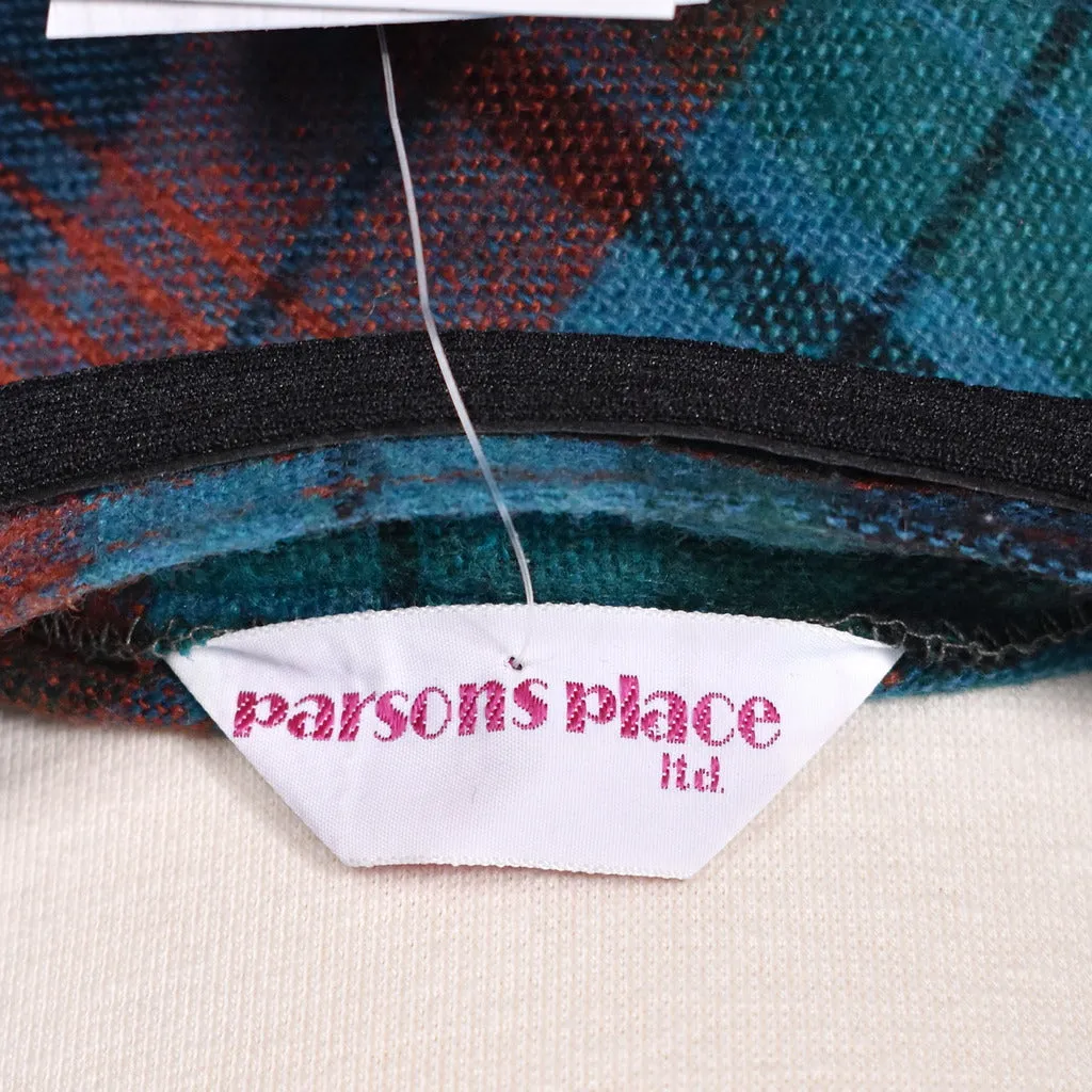 1970s Teal Plaid A-line Skirt