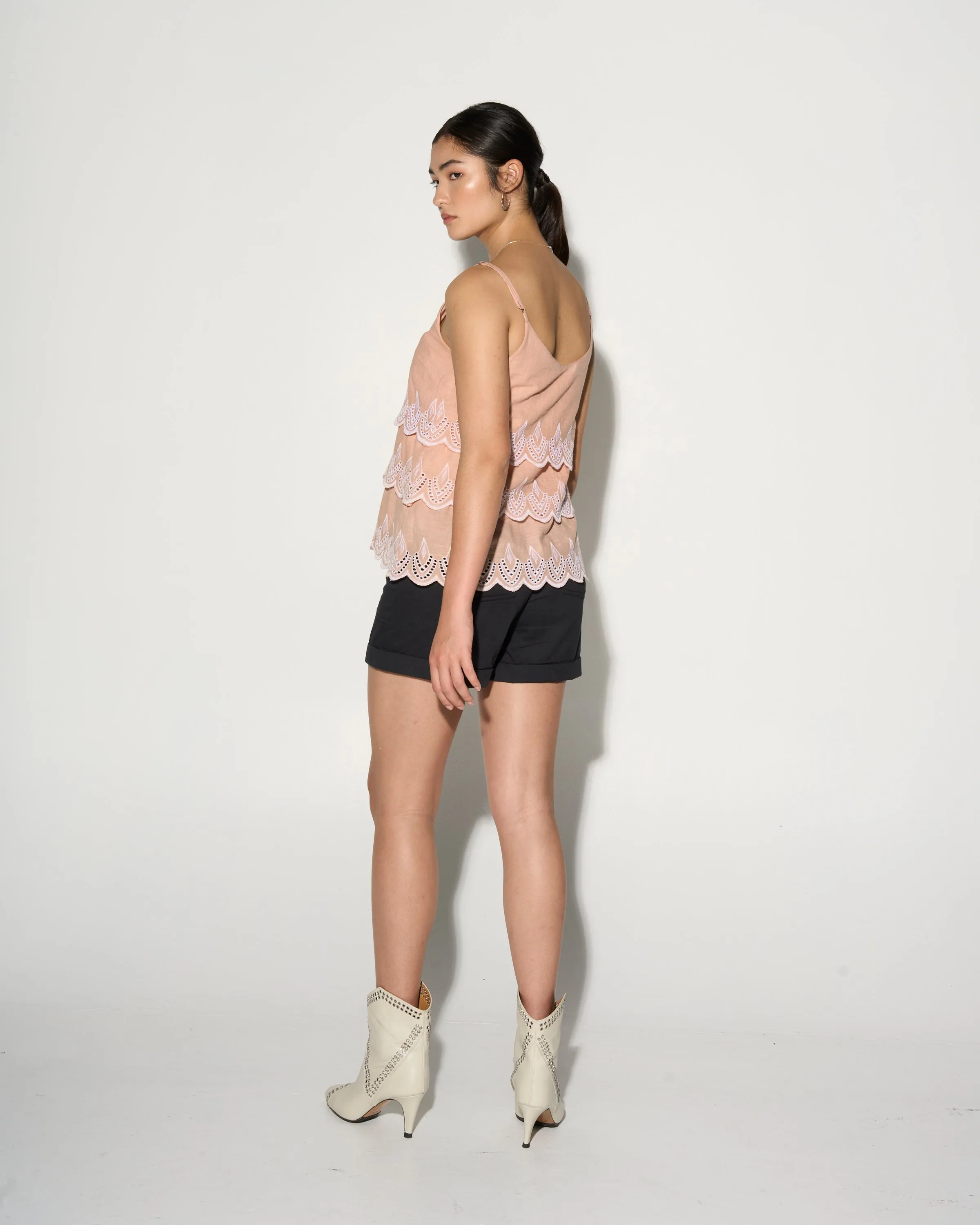 ADELINE tiered top with embroidery