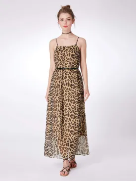 Alisa Pan Leopard Print Summer Maxi Dress