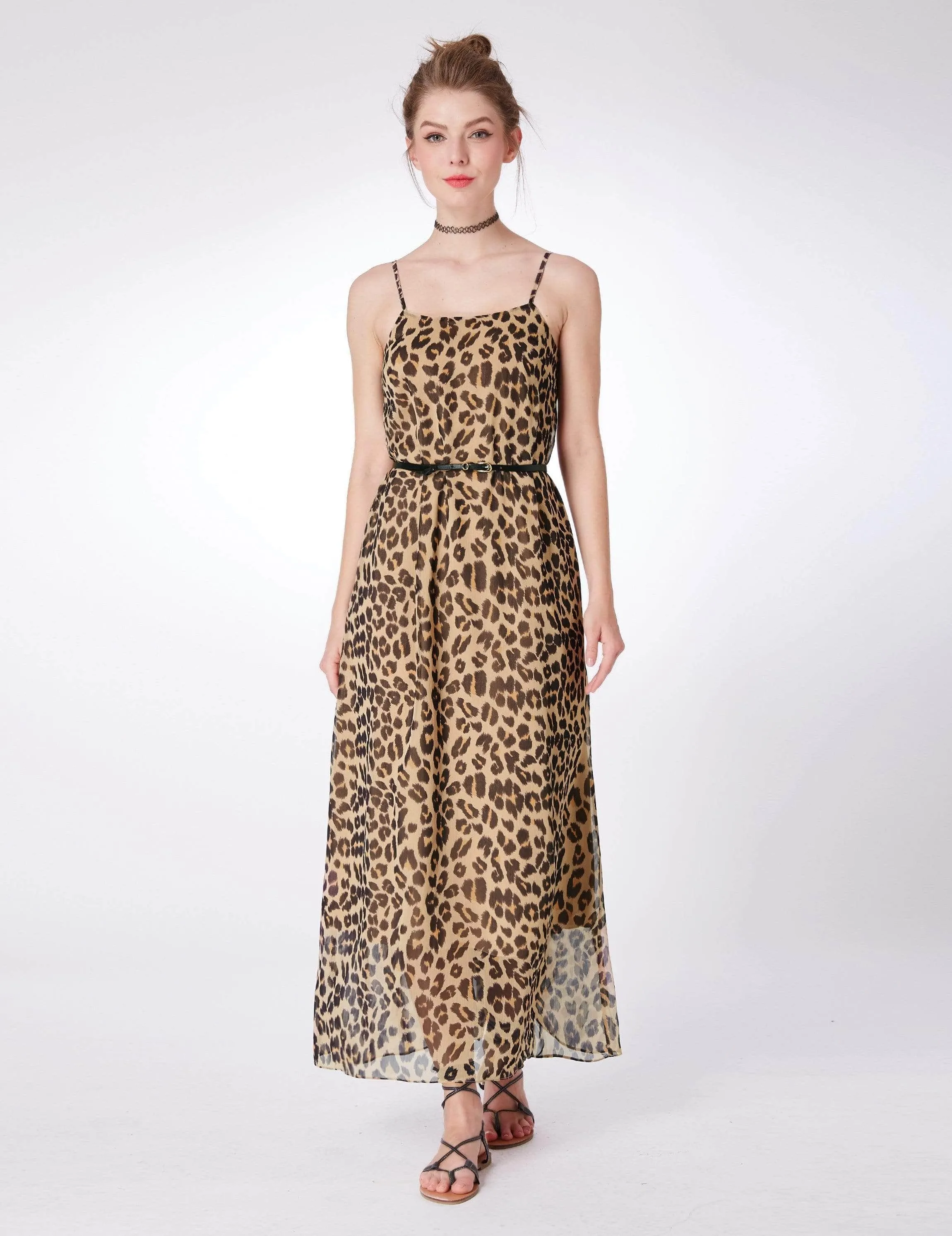 Alisa Pan Leopard Print Summer Maxi Dress