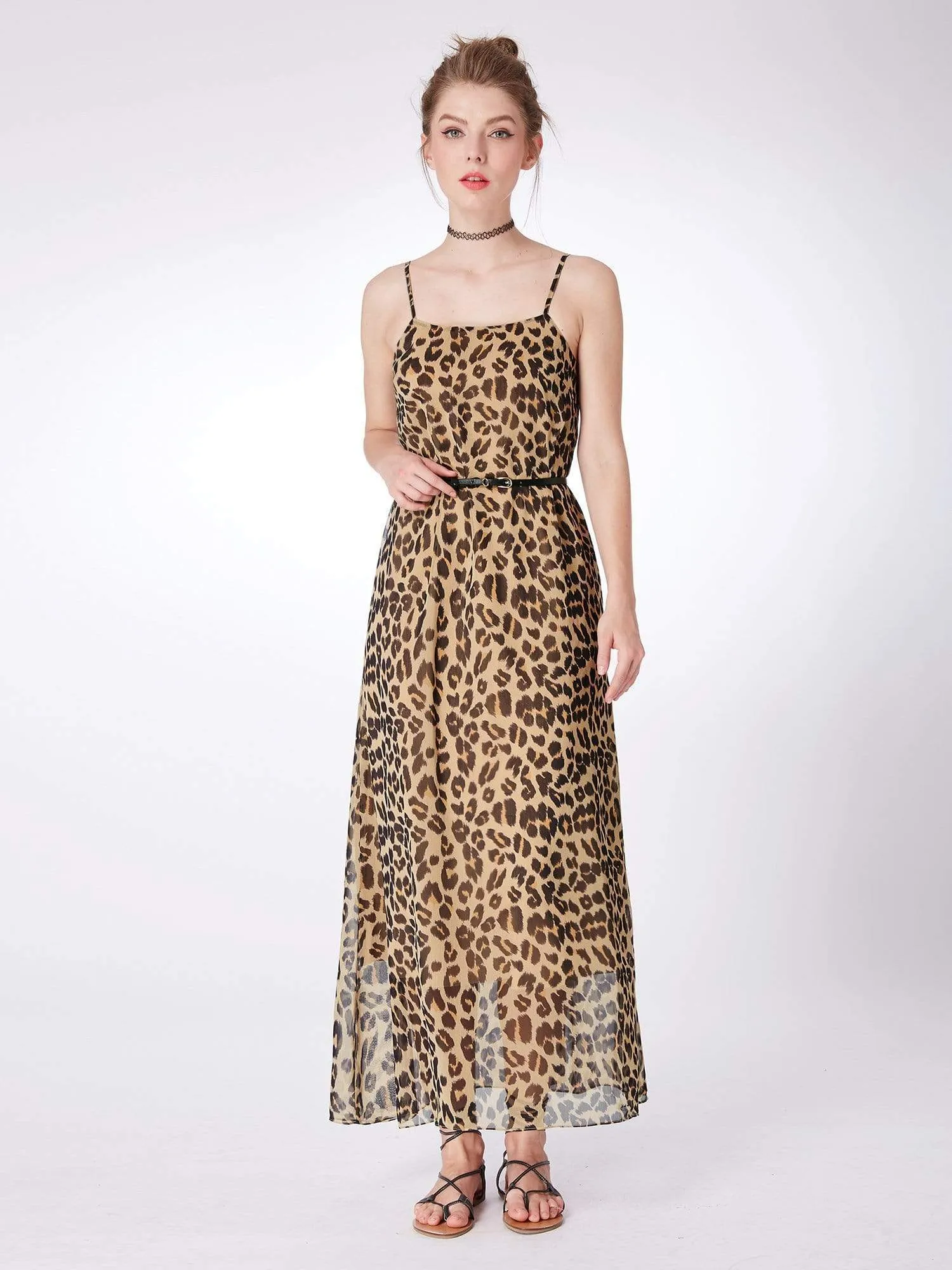 Alisa Pan Leopard Print Summer Maxi Dress