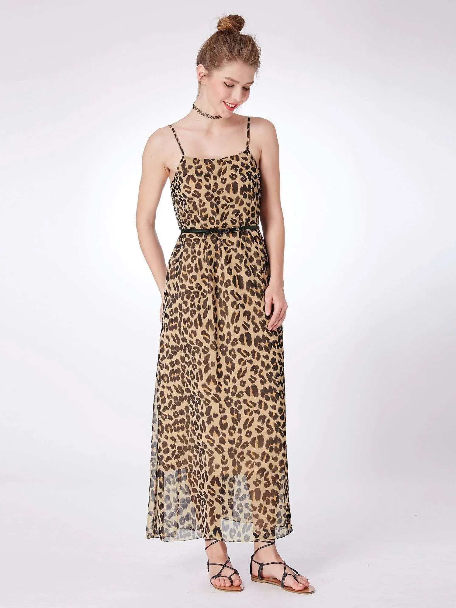 Alisa Pan Leopard Print Summer Maxi Dress
