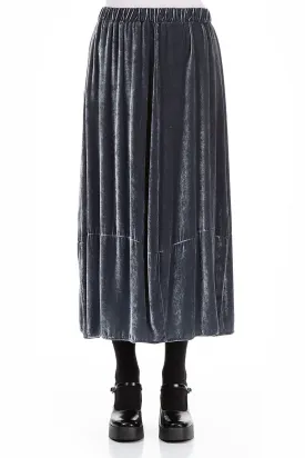 Balloon Silver Silk Velvet Skirt