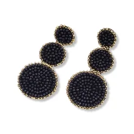 Beaded Drop Earrings - Festival - NOLA Cajun - New Orleans - Mardi Gras - Parade Carnival Grey Black Prom Christmas Boho Bohemian Saints