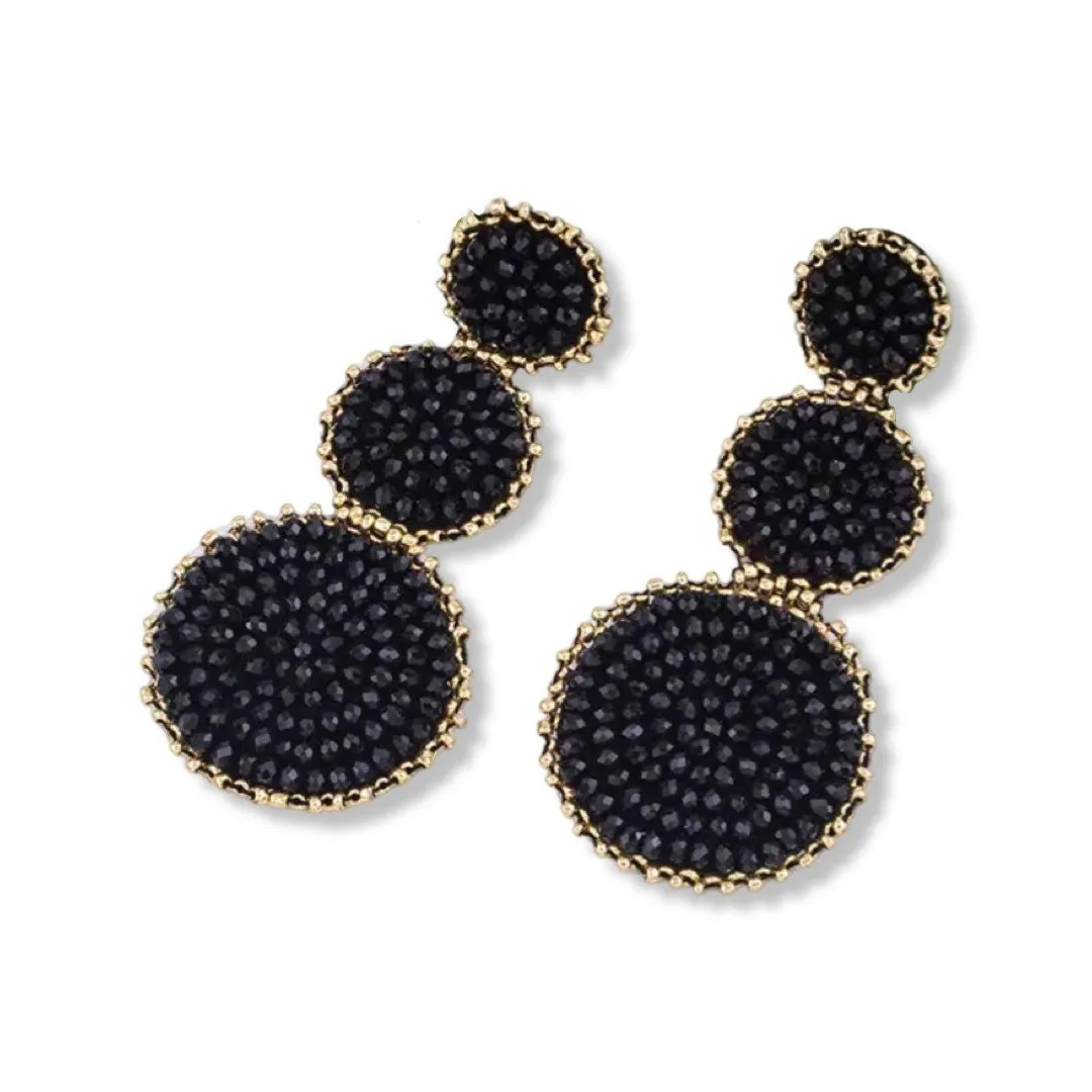 Beaded Drop Earrings - Festival - NOLA Cajun - New Orleans - Mardi Gras - Parade Carnival Grey Black Prom Christmas Boho Bohemian Saints