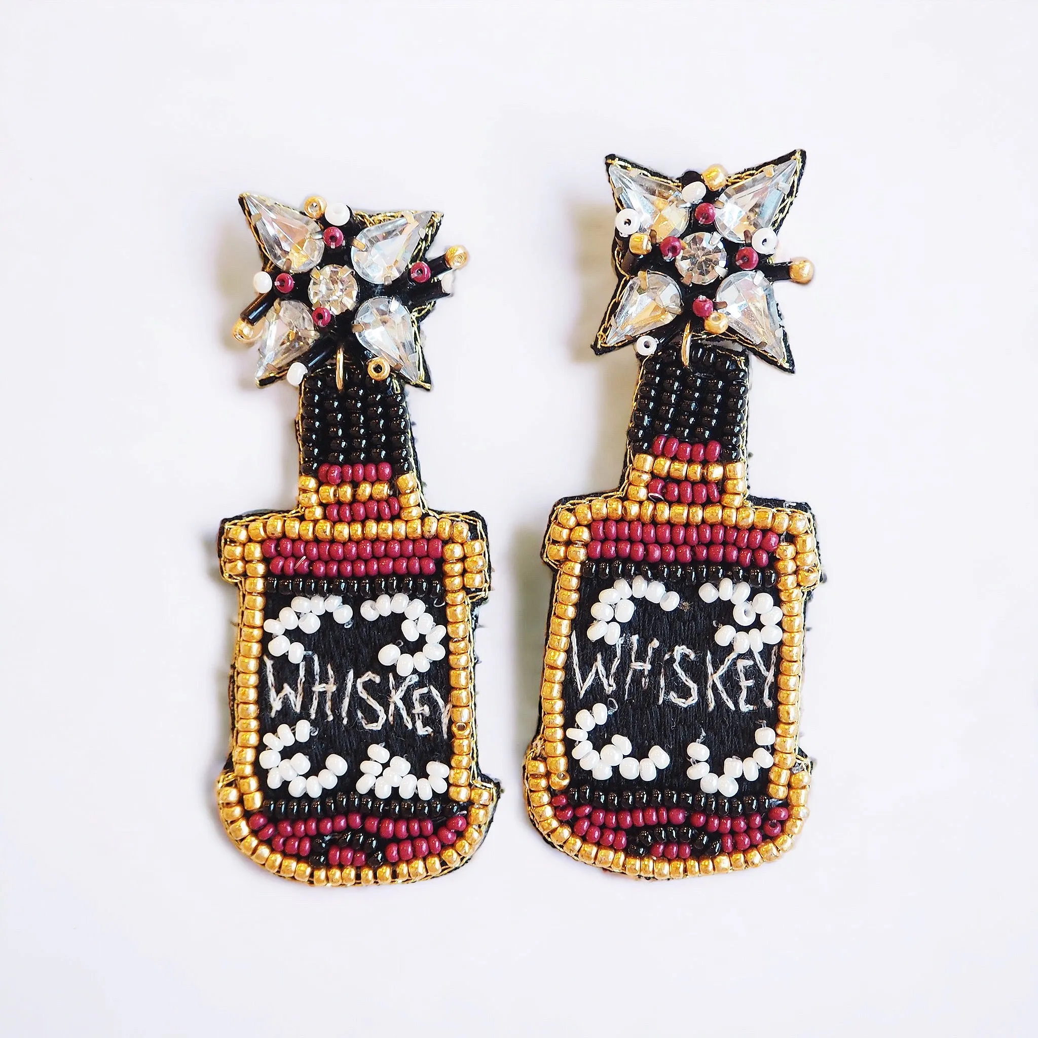 Beaded Whiskey Bottle Earrings