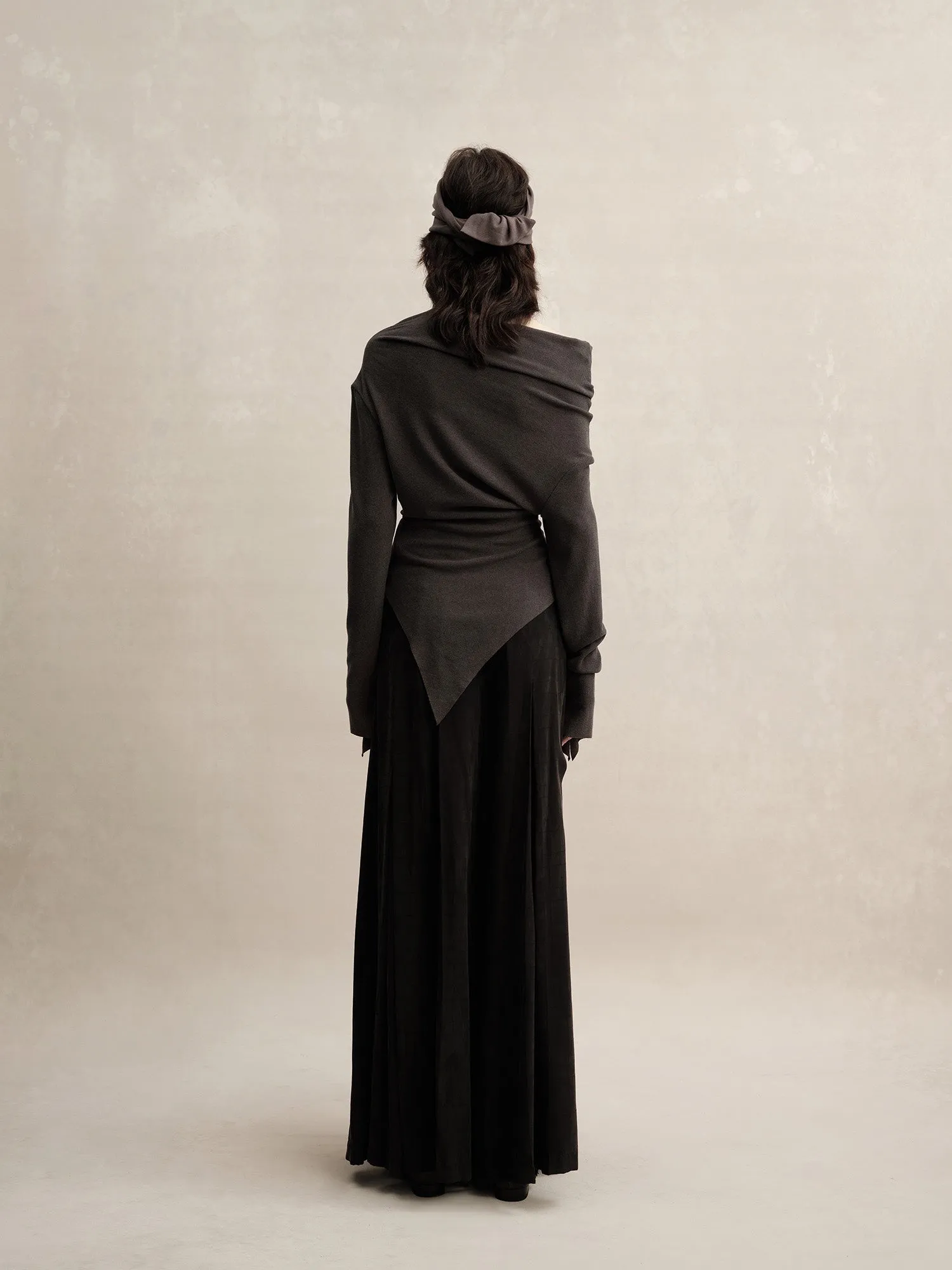 Black Wide-leg Cupro Trousers