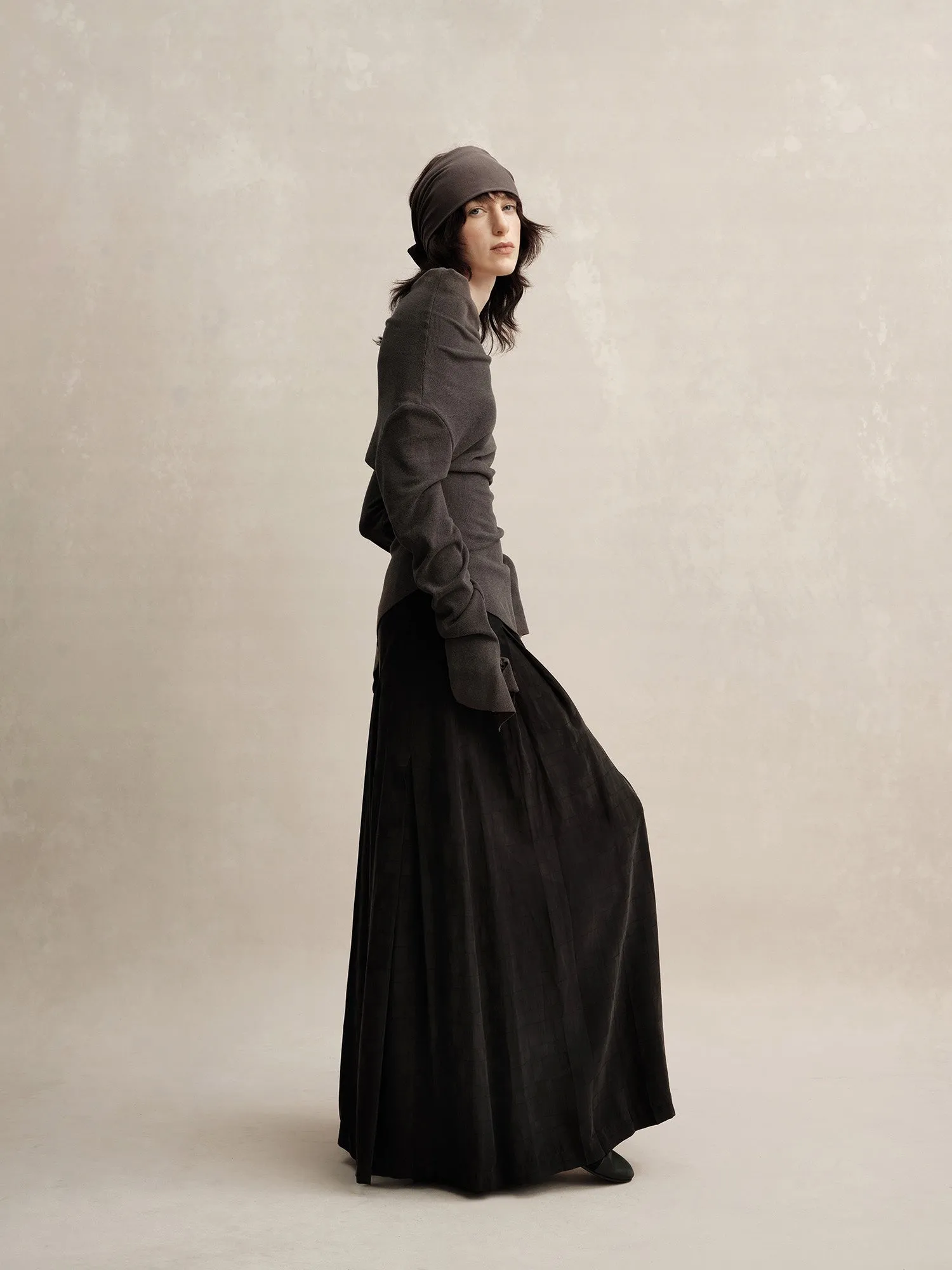 Black Wide-leg Cupro Trousers