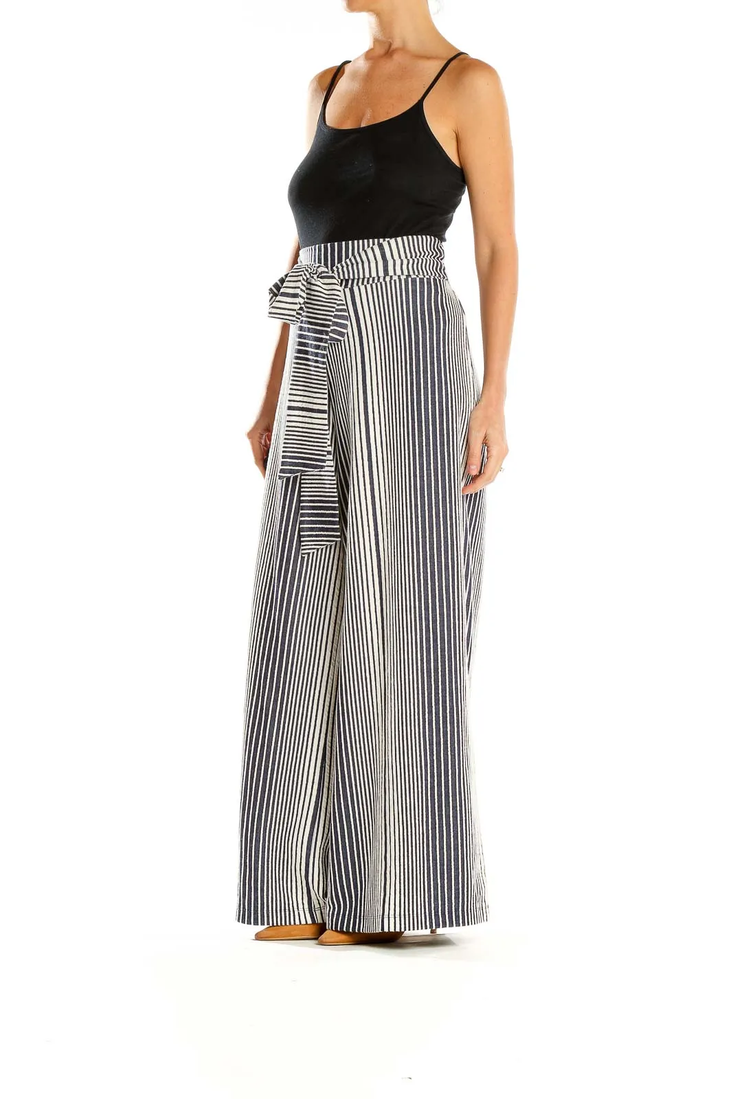 Blue White Striped Wide Leg Pants
