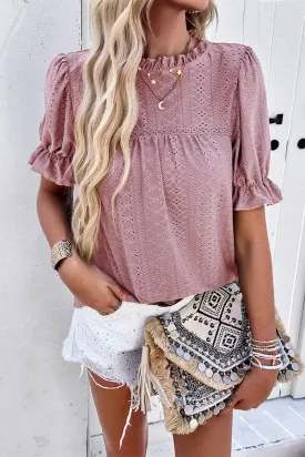 CASUAL SOLID COLOR SHORT SLEEVED CUT OUT TOP_CWTSTS0317