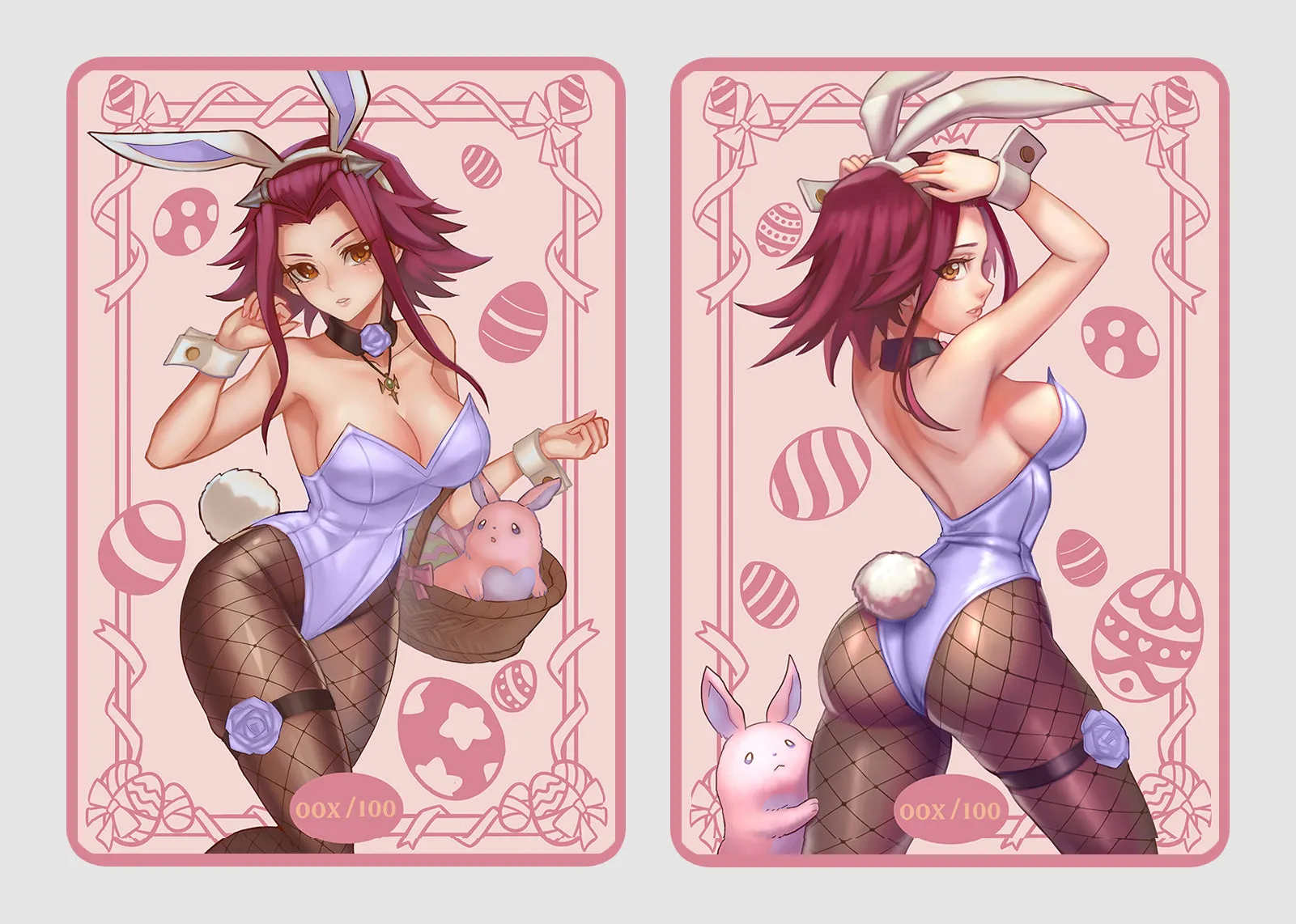 COST: 3,500 LP -  Metal Field Center - Easter Bunny Akiza VARIANT in Rose Gold