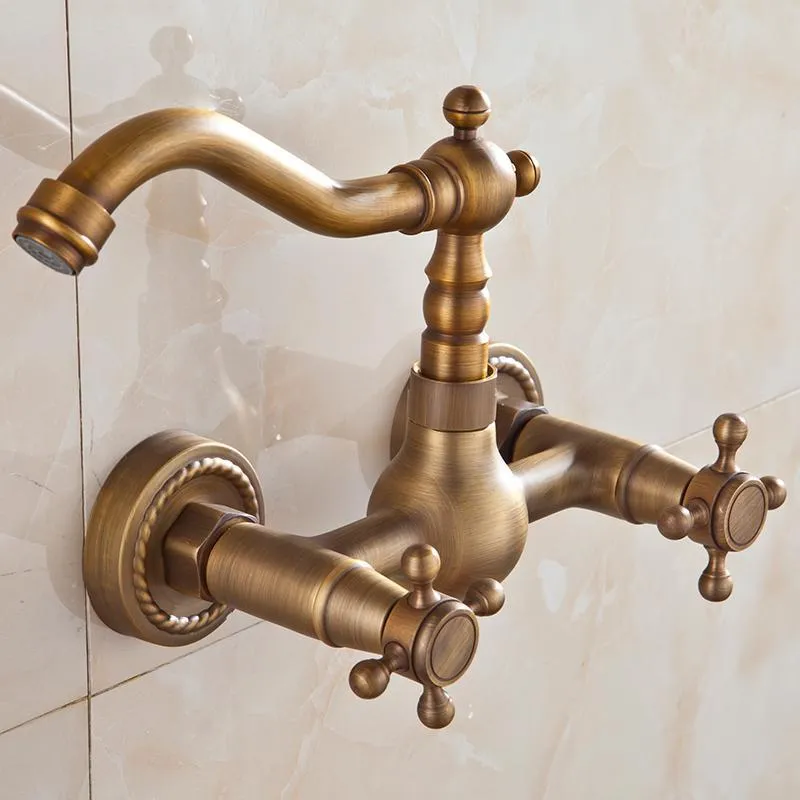 Dual Handle Wall Mounted Hot and Cold Mixer Tap Faucet