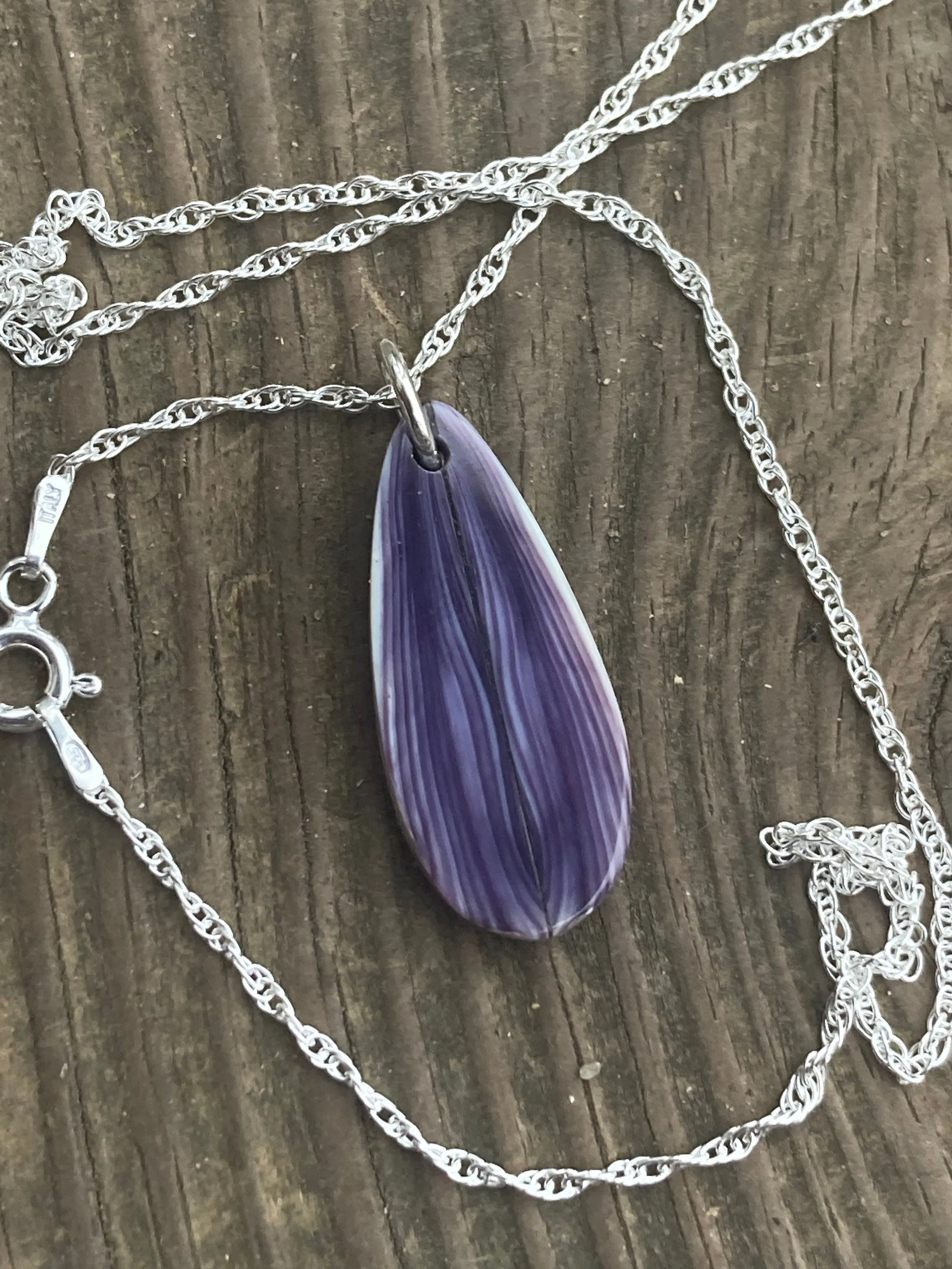 Fine Wampum Crocus Petal Pendant Necklace.