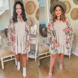 Floral Fidelity Floral Bell Sleeve Kimono in Ivory