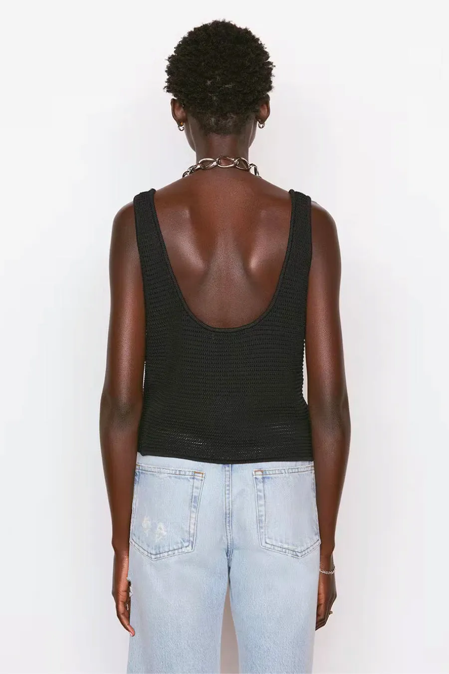Frame Denim Crochet Tank Top - Black