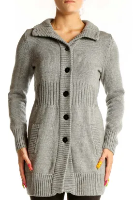Gray Extra Fine Merino Wool Cardigan