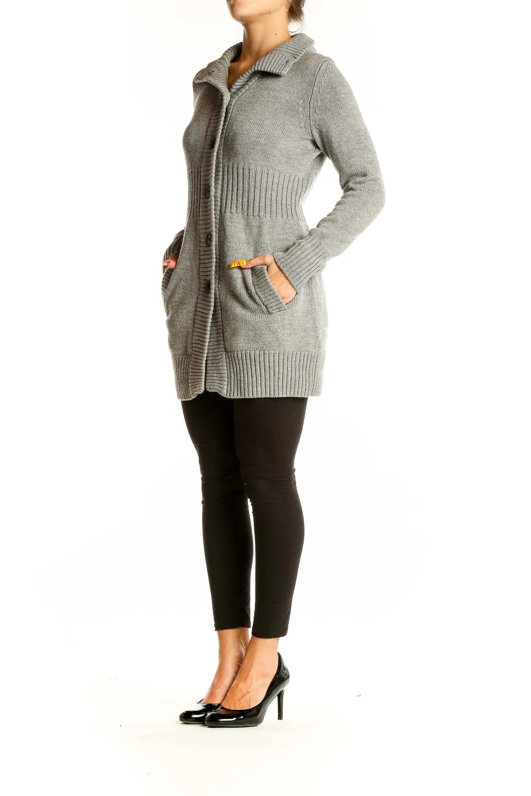 Gray Extra Fine Merino Wool Cardigan