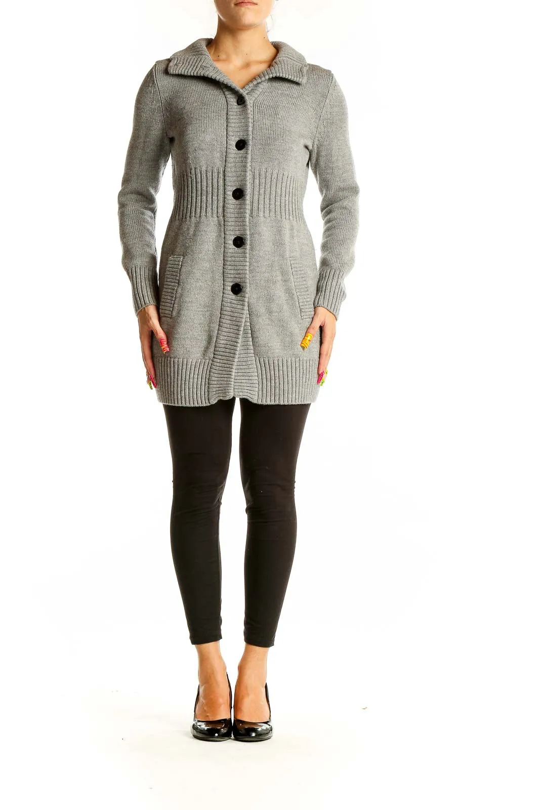Gray Extra Fine Merino Wool Cardigan