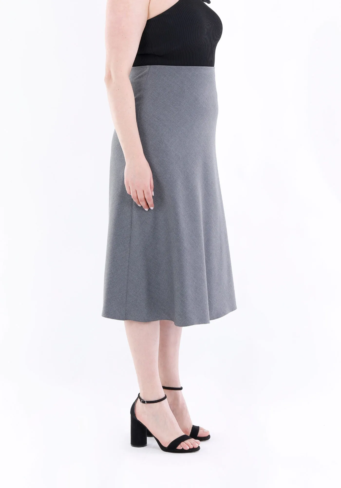 Grey A-Line Midi Skirts