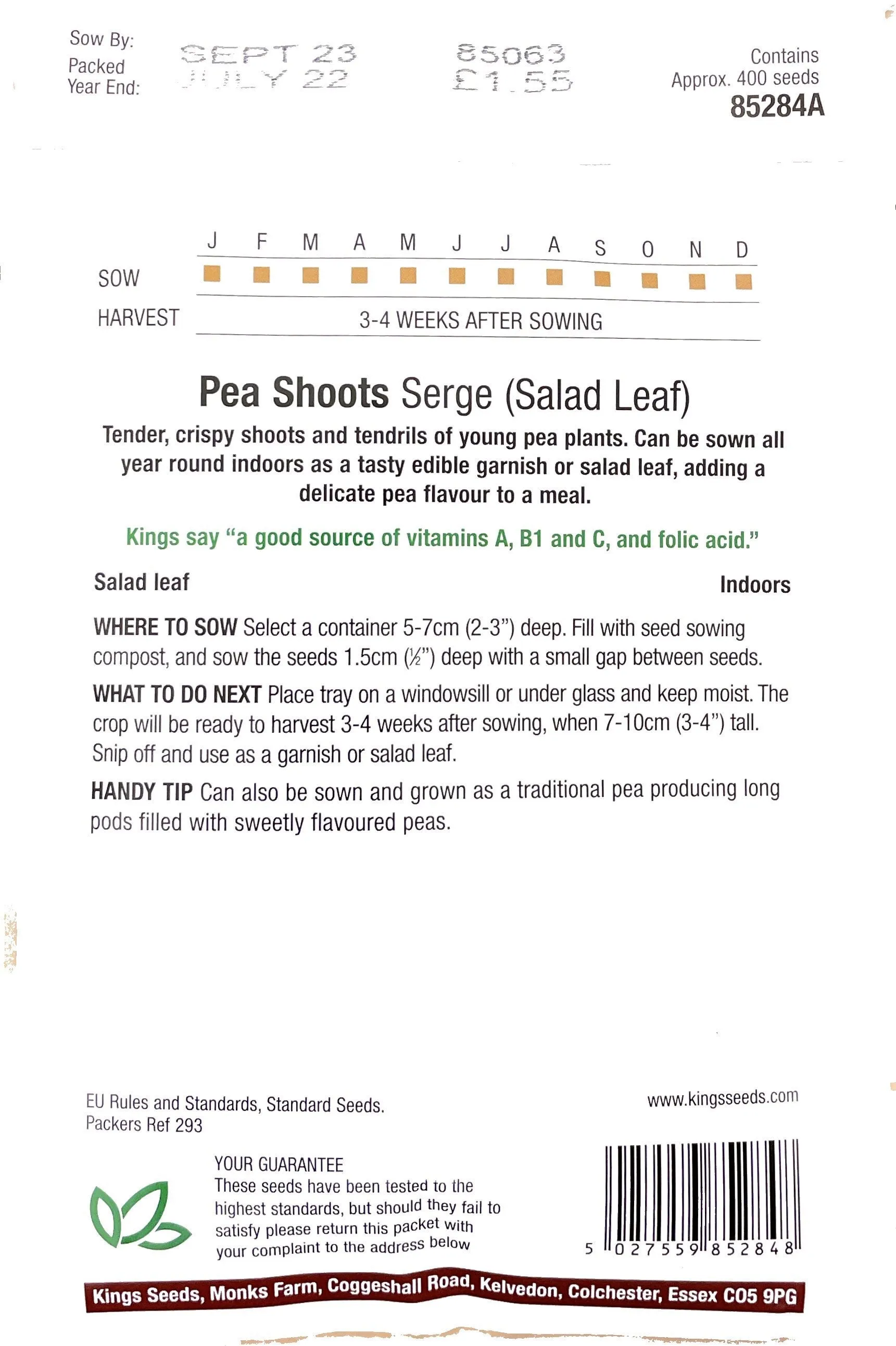 Kings Seeds Pea Shoots Serge
