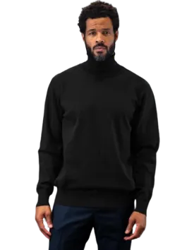 LaVane Men's Black Turtleneck Long Sleeves Sweaters Light Blend Regular-Fit