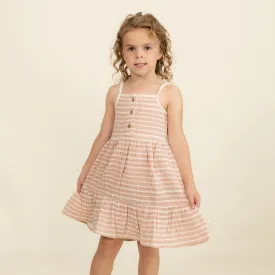 Makemake Organic Buttoned Tiered Dress | Dash Lines