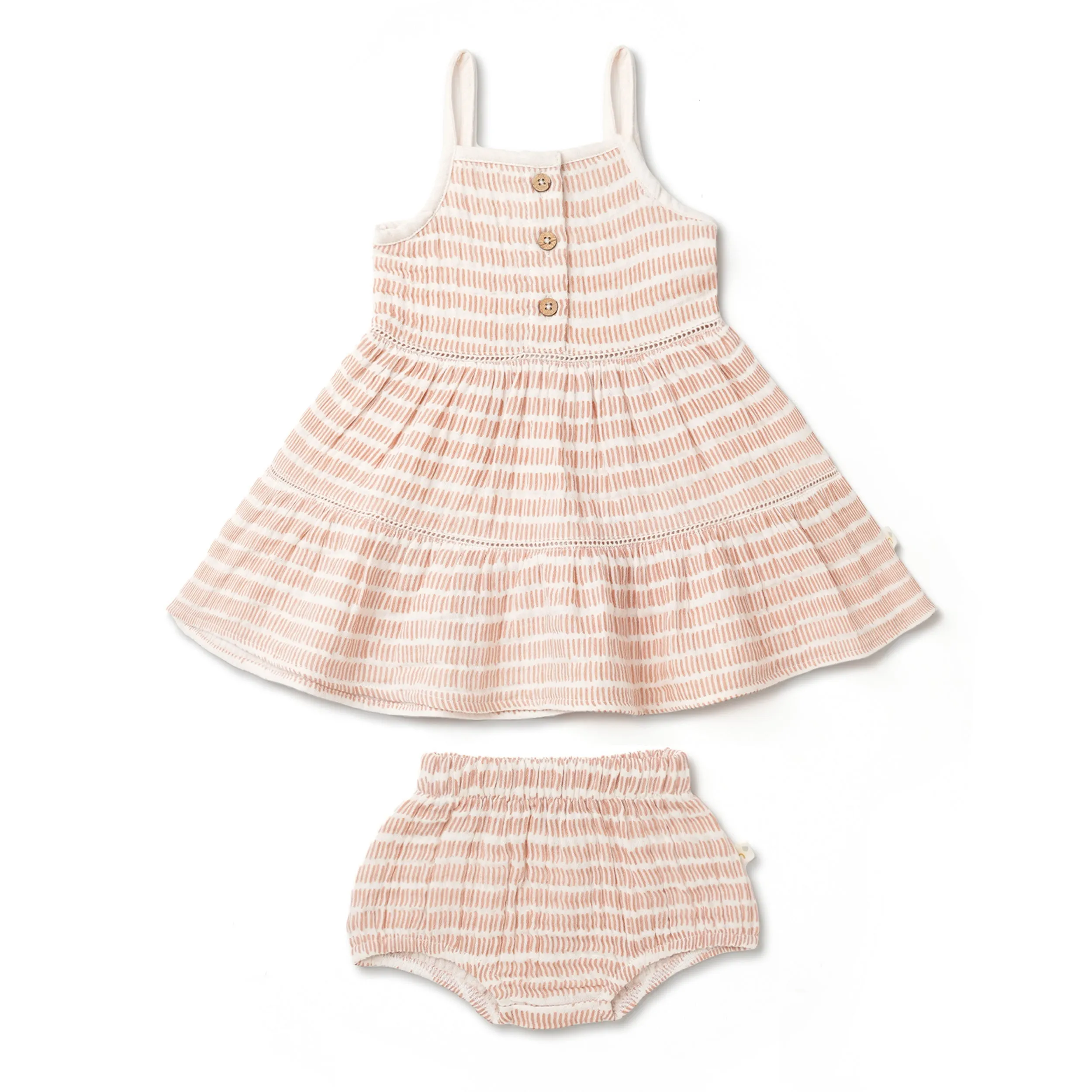 Makemake Organic Buttoned Tiered Dress | Dash Lines