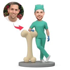 Male Custom Orthopedist Bobblehead with Engraved Text