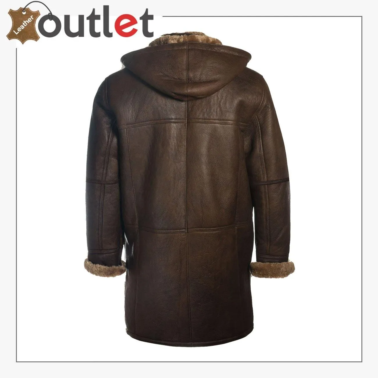 Men Brown Shearling Hoodie Coat