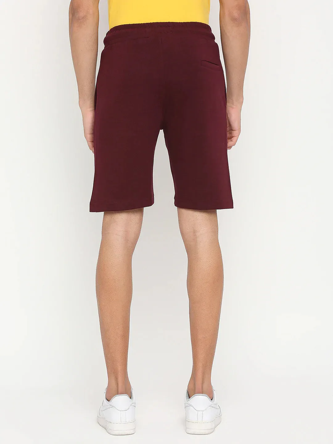 Men Premium Cotton Blend Knitted Wine Shorts - Underjeans By Spykar