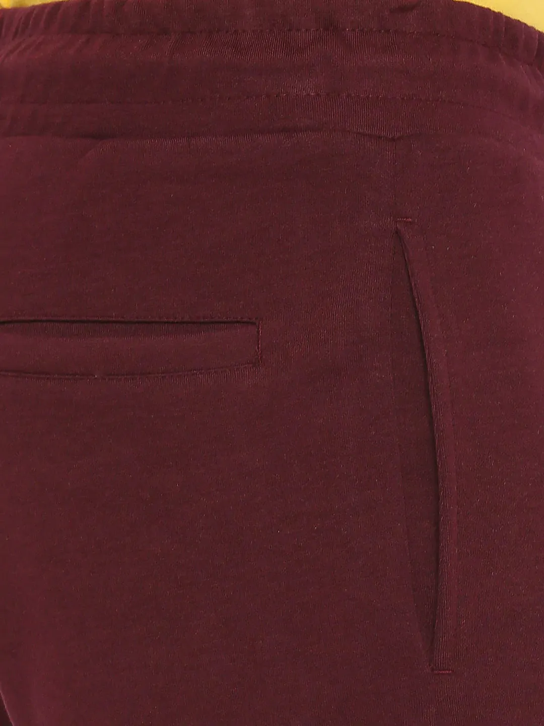 Men Premium Cotton Blend Knitted Wine Shorts - Underjeans By Spykar