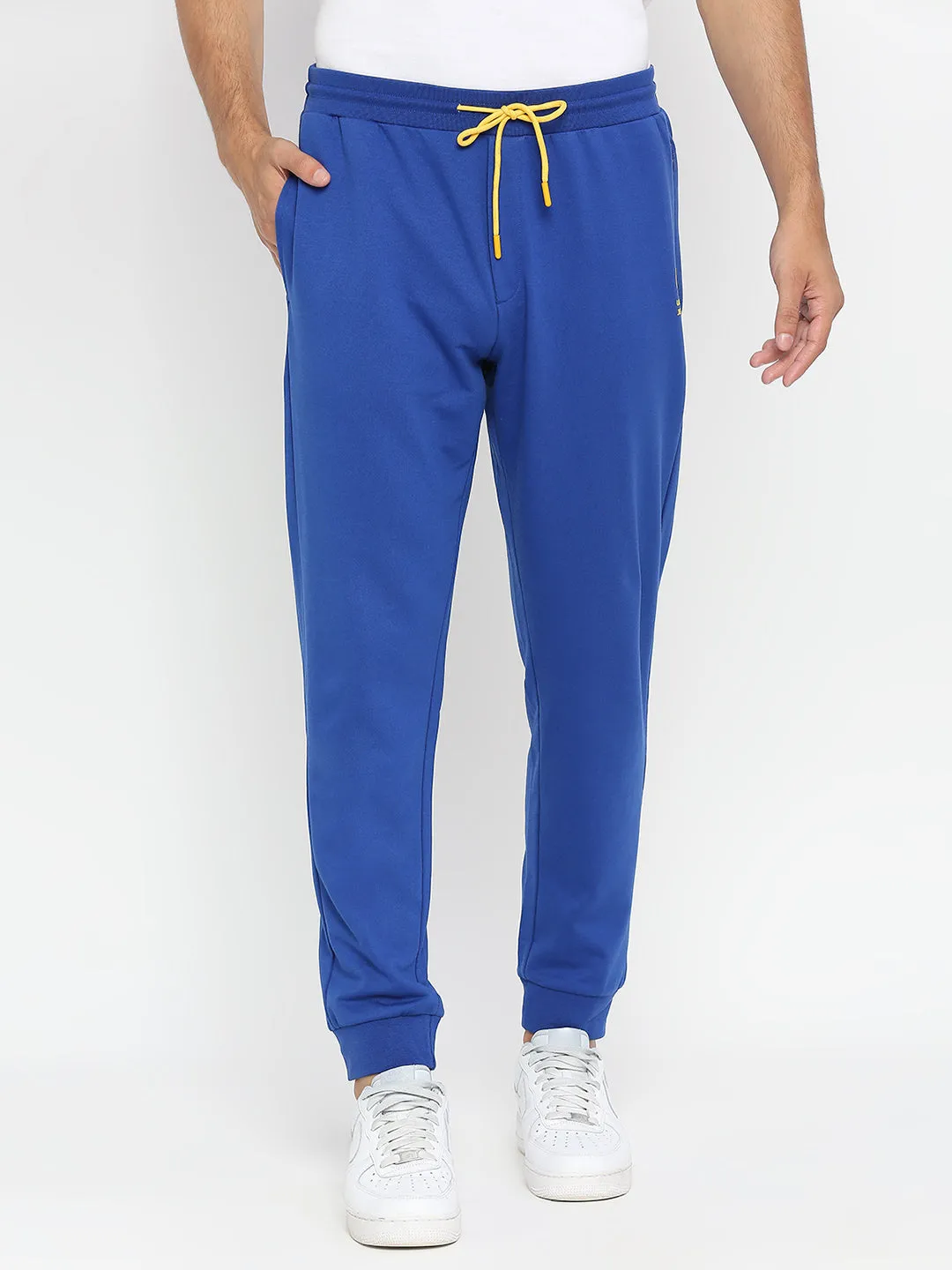 Men Premium Cotton Blend Royalblue Trackpant - Underjeans By Spykar