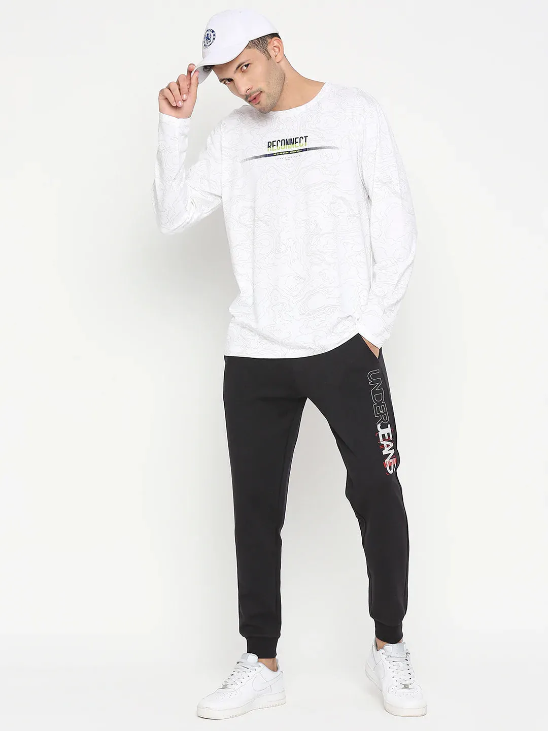 Men Premium Cotton Navy Trackpant-Underjeans By Spykar
