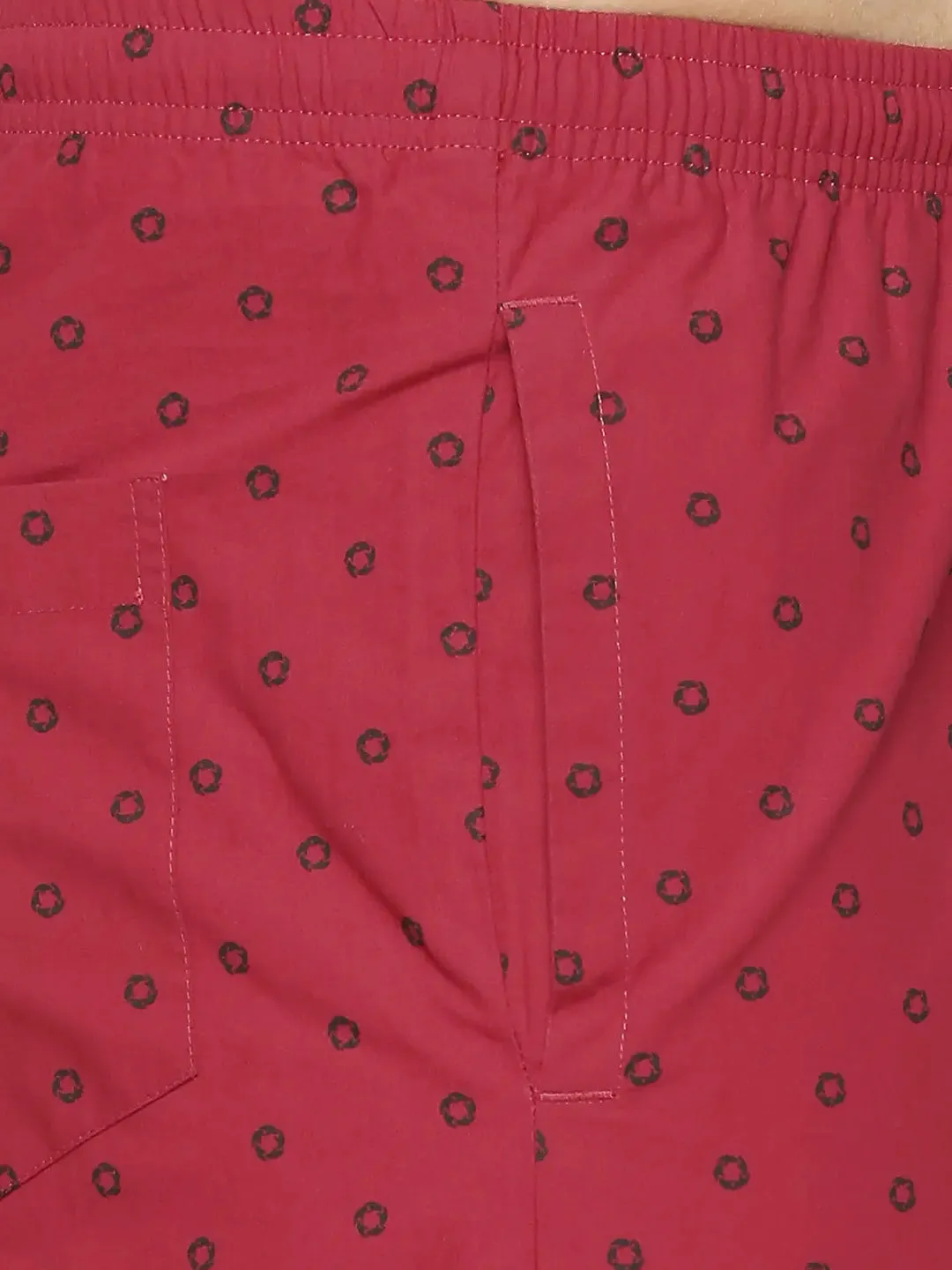 Men Premium Cotton Printed Maroon Pyjama- Underjeans By Spykar