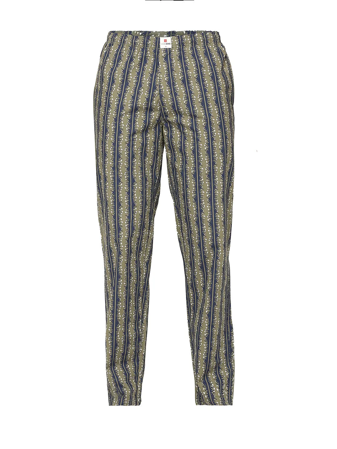 Men Premium Cotton Printed Olive Pyjama- Underjeans By Spykar