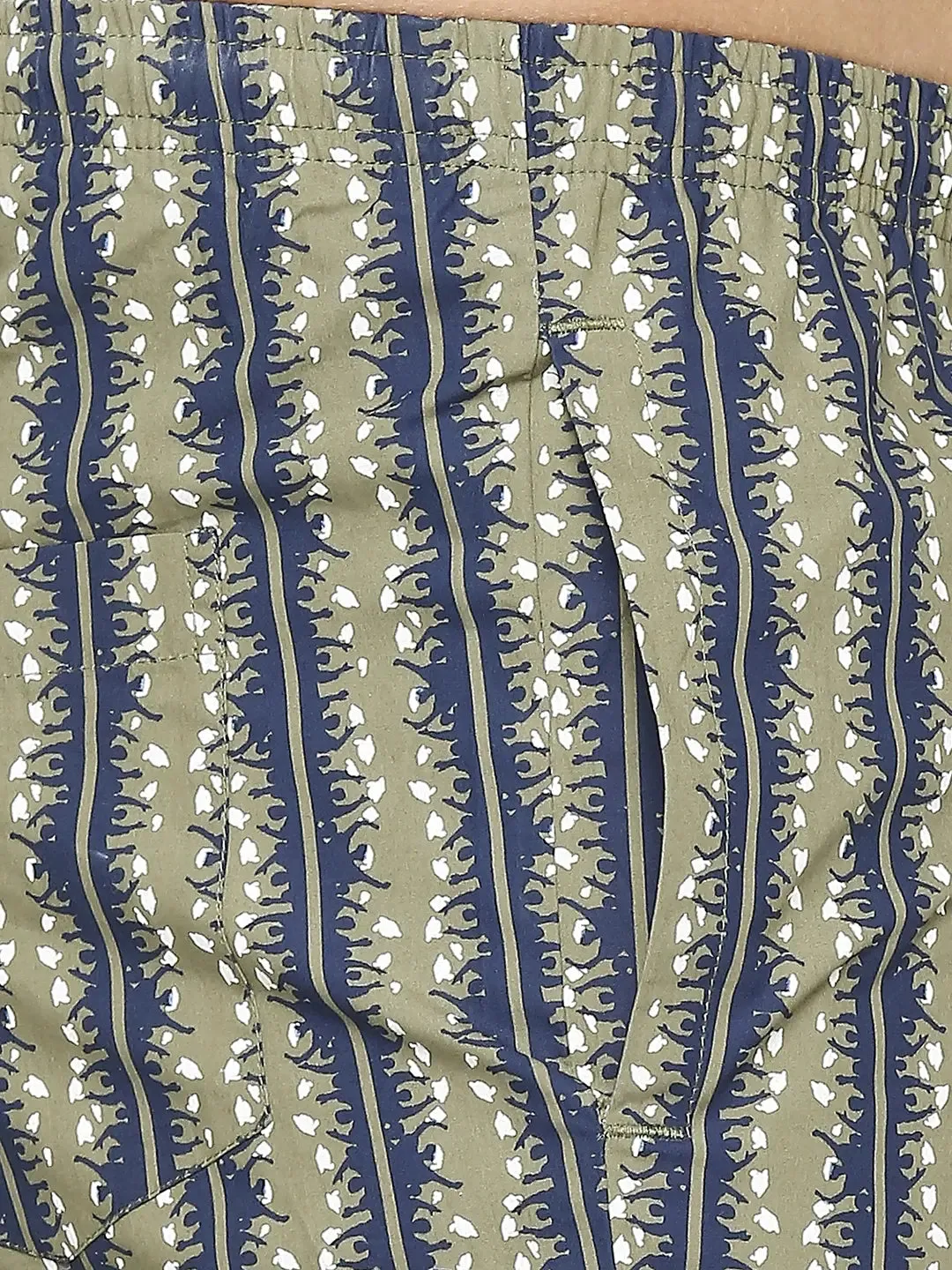 Men Premium Cotton Printed Olive Pyjama- Underjeans By Spykar