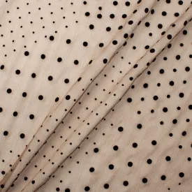 Mocha Brown Spotted Crinkled Silk Chiffon