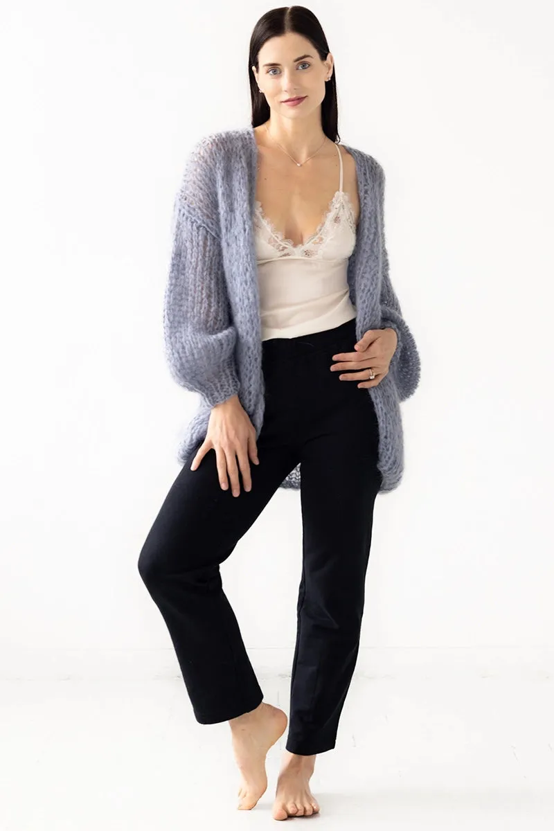 Mohair V-Neck Cardigan Grey Blue by Maiami