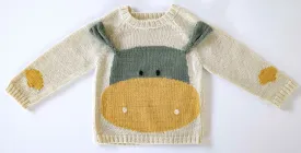 NW515 YELLOW COW ON CREAM SWEATER