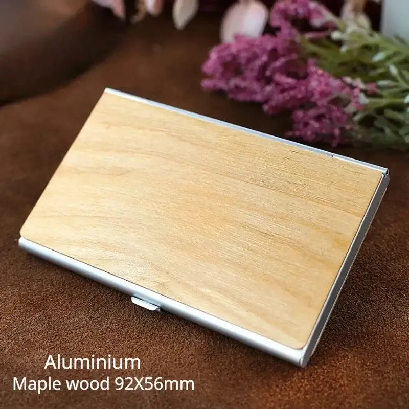 Personalized Laser Engraving Logo Wooden Metal Business Card Box