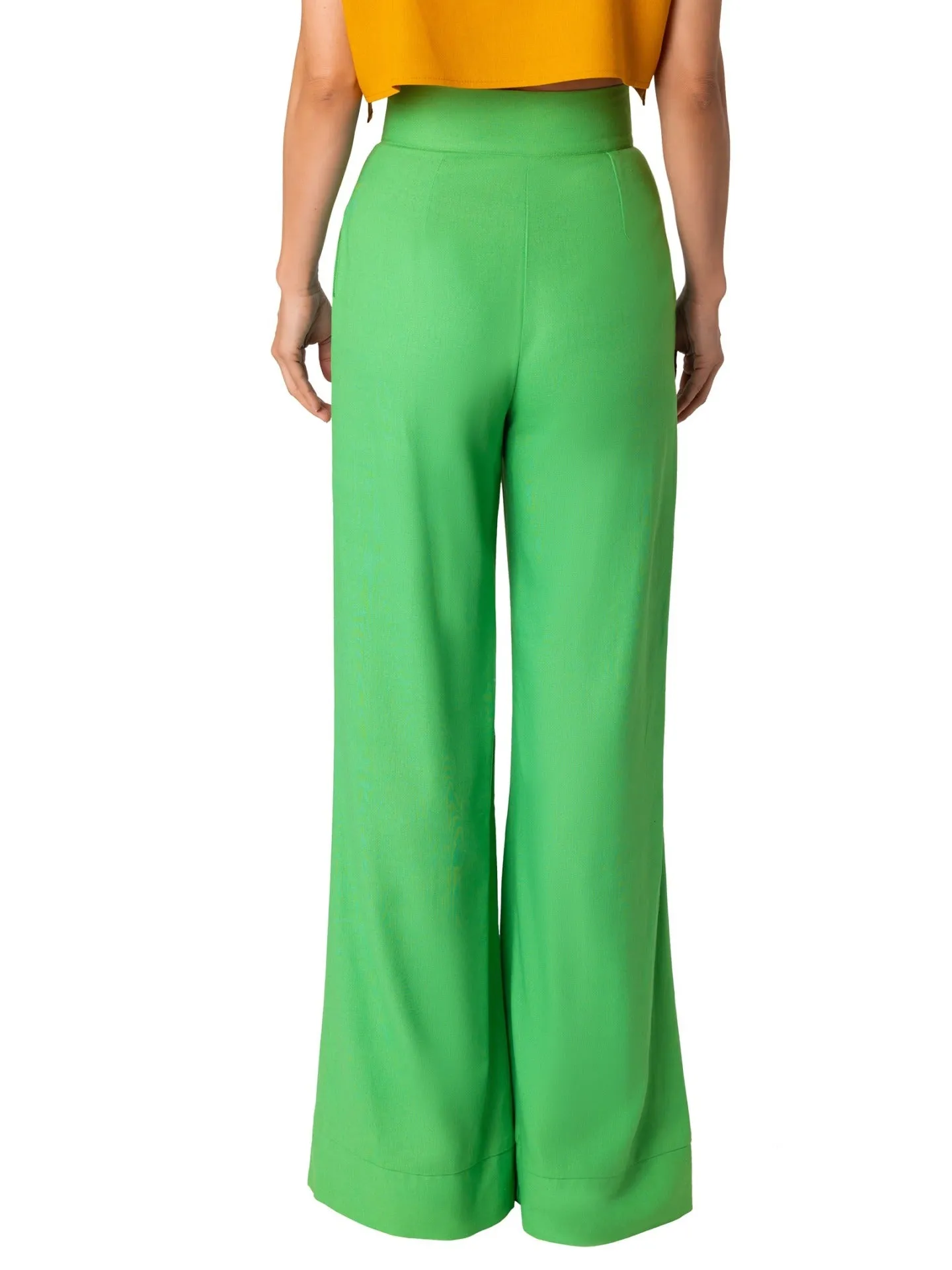 "Kinko" Green High Waist Wide Leg Pants