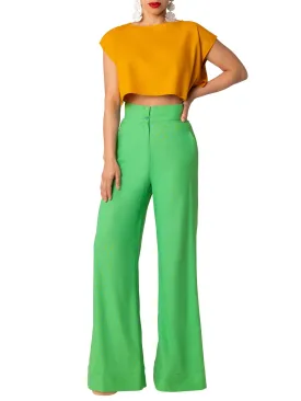 "Kinko" Green High Waist Wide Leg Pants