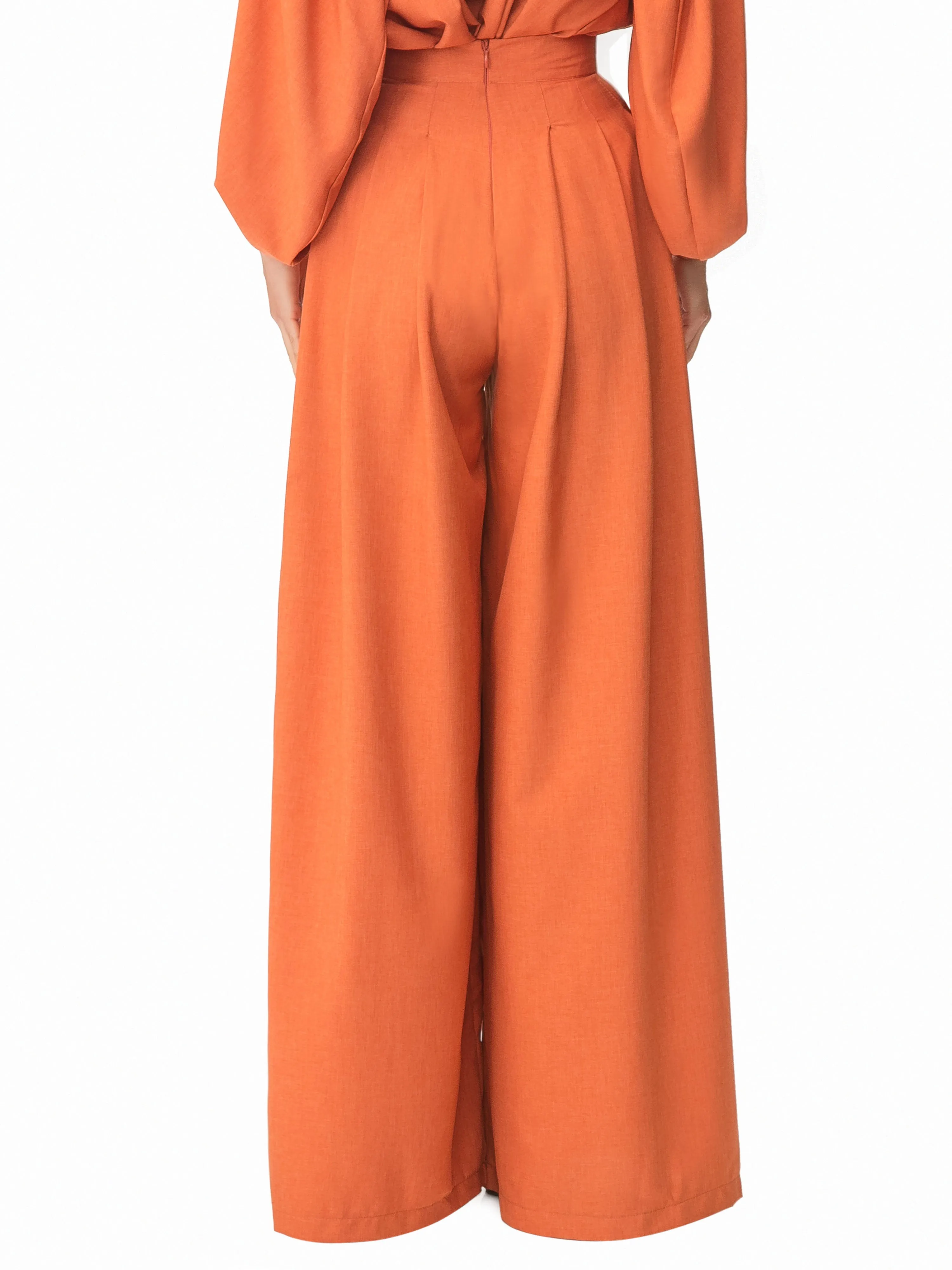 "Ziggy" Rust Pleated High Waist Pants
