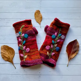 Red/Orange/Pink Floral Vine Gloves