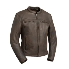 Rocky Men's Motorcycle Leather Jacket - Brown