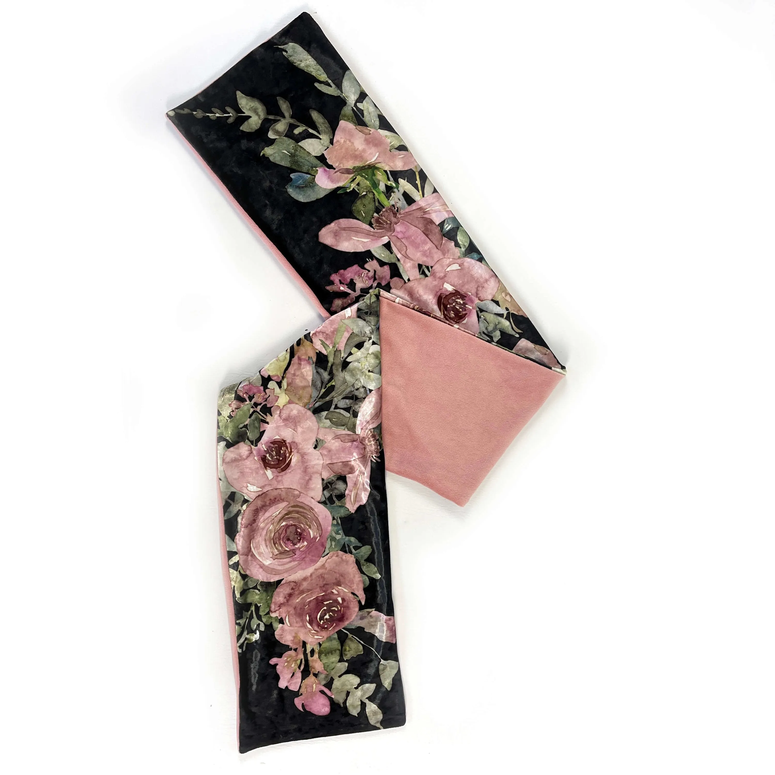 Rose Watercolor Velour and Minky Fleece Scarf, Womans scarf, hand painted printed scarf, luminous scarf, artist scarf