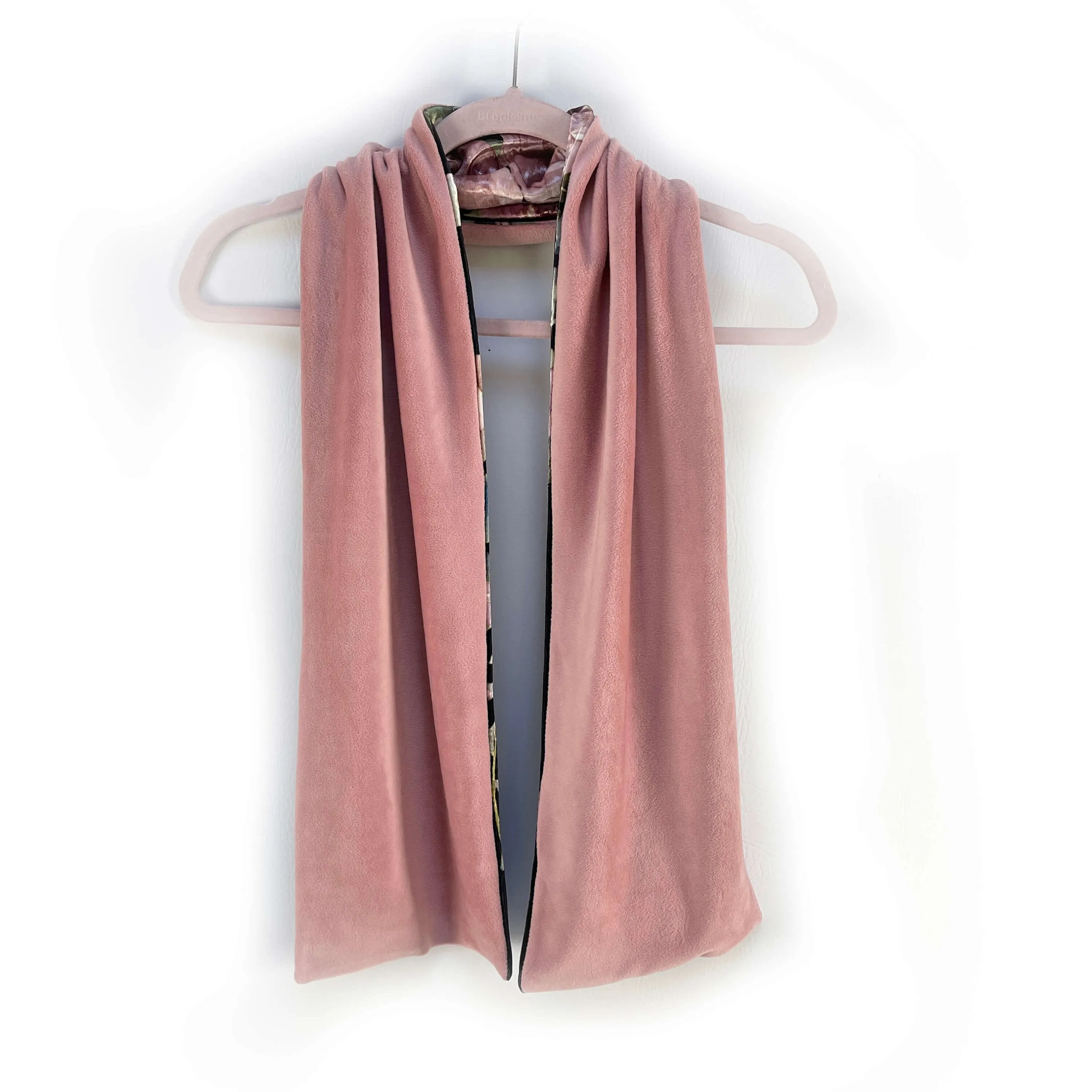 Rose Watercolor Velour and Minky Fleece Scarf, Womans scarf, hand painted printed scarf, luminous scarf, artist scarf