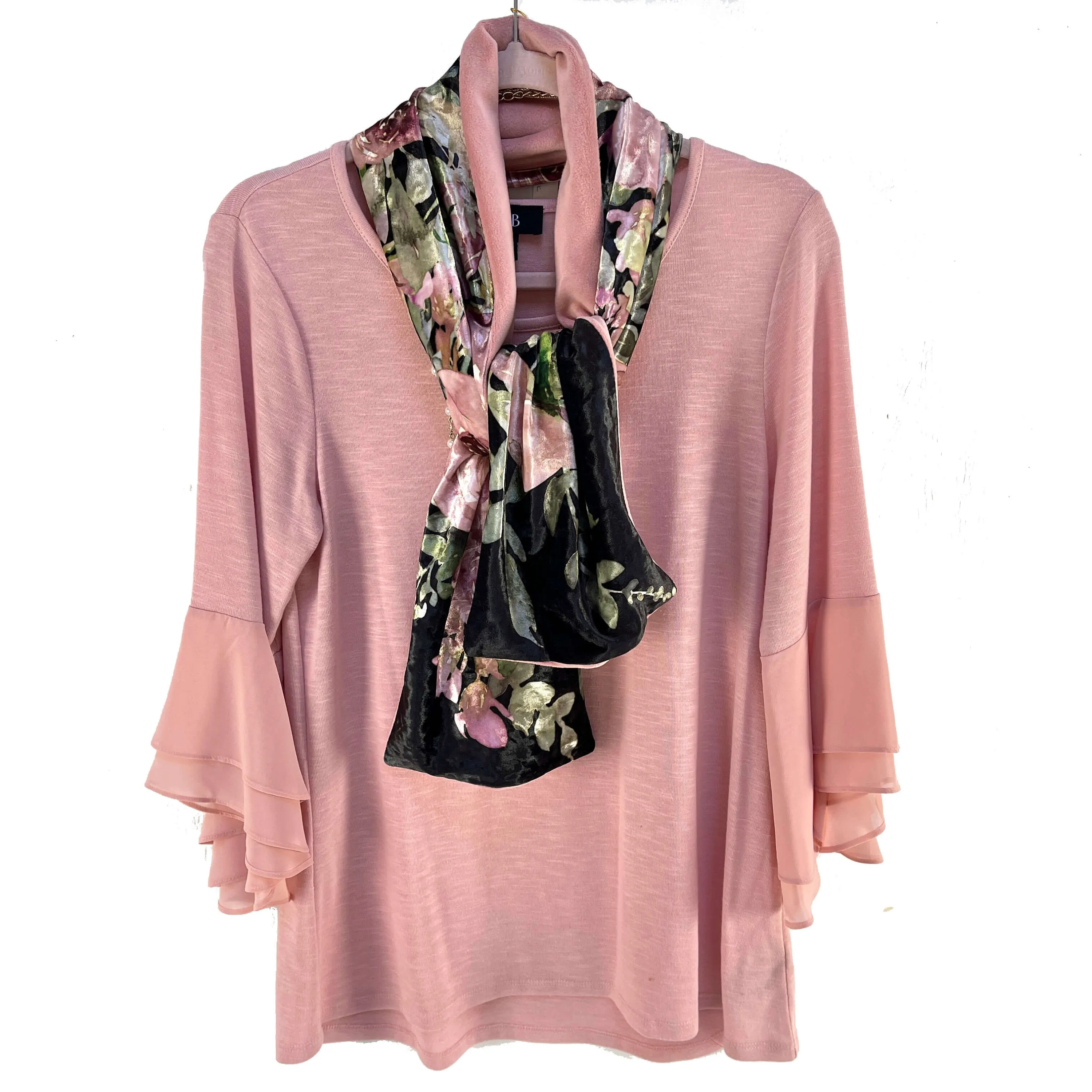 Rose Watercolor Velour and Minky Fleece Scarf, Womans scarf, hand painted printed scarf, luminous scarf, artist scarf